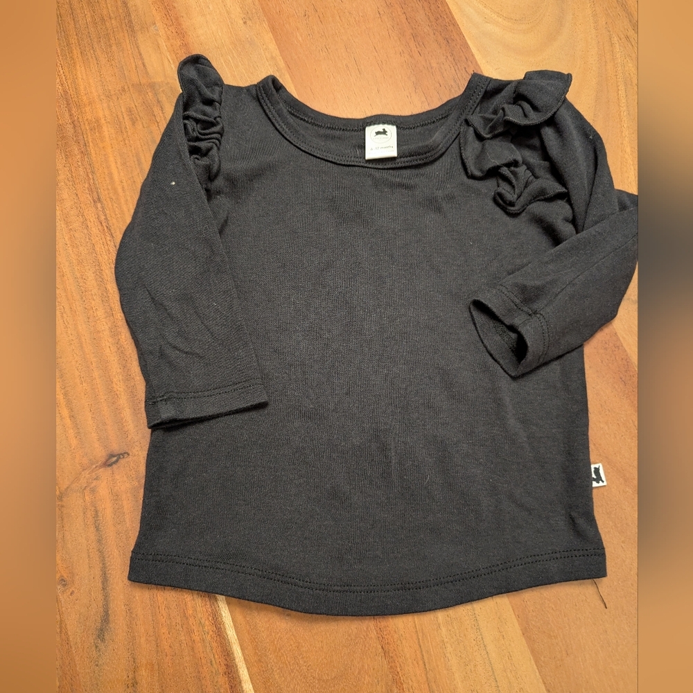 Black Ruffled Kids Top Little And Lively 6-12 Months